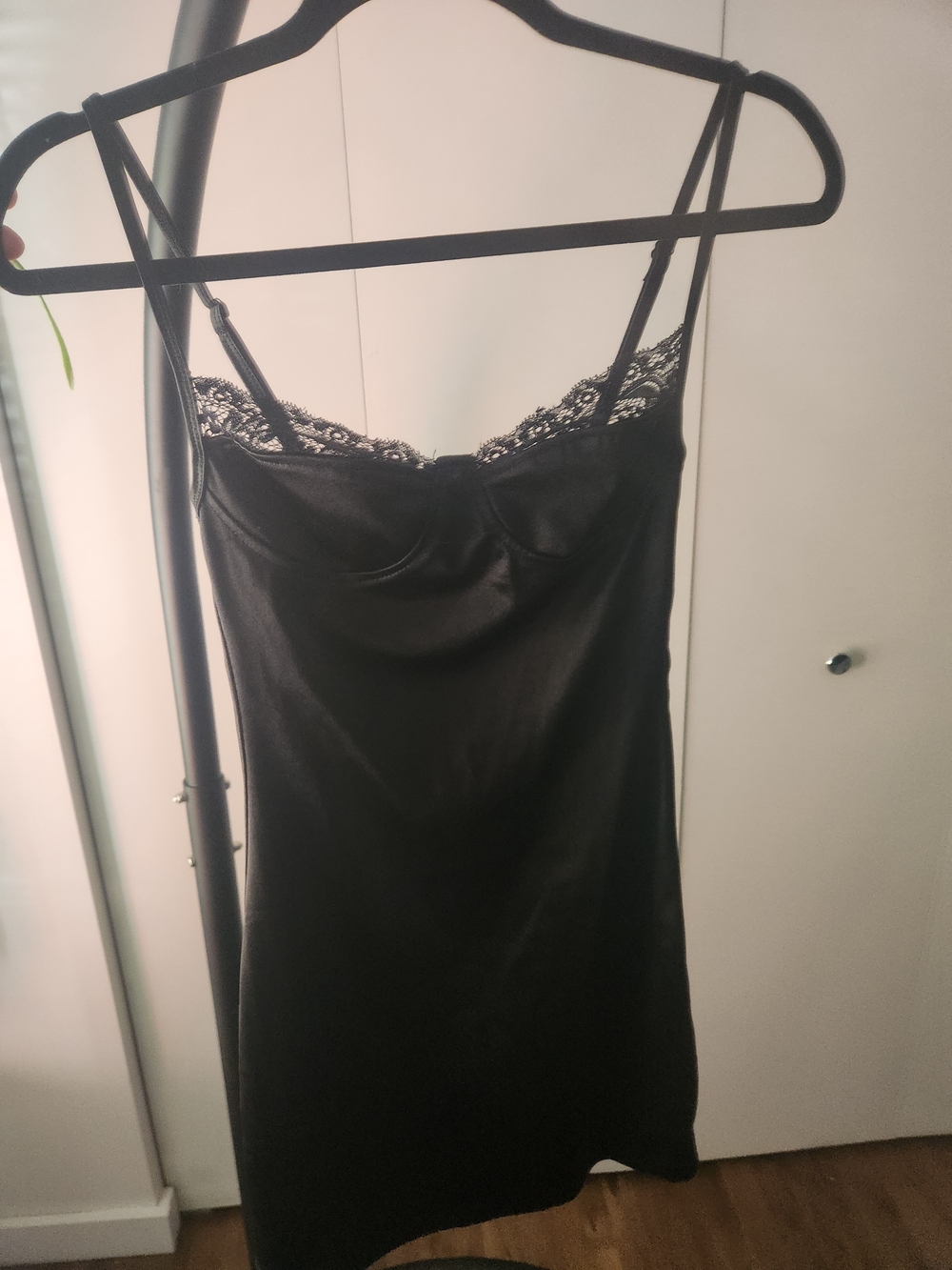 Motel Rocks Classic Black Lace-Trim Slip Dress